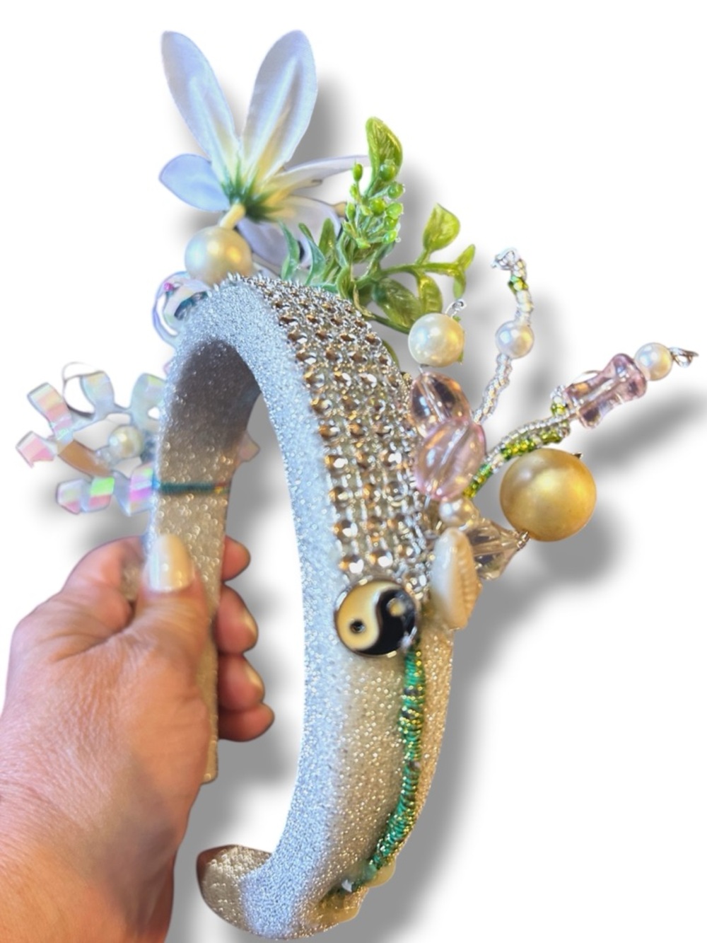 NWT Artisan Embellished Festival Headband Beaded Floral Editorial Fantasy Crown